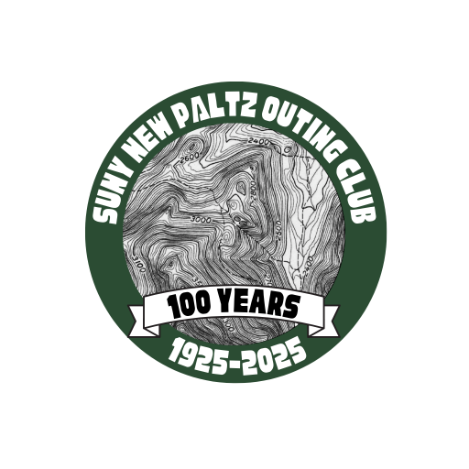 SUNY New Paltz Outing Club 1925-2025 centennial logo 100 years banner